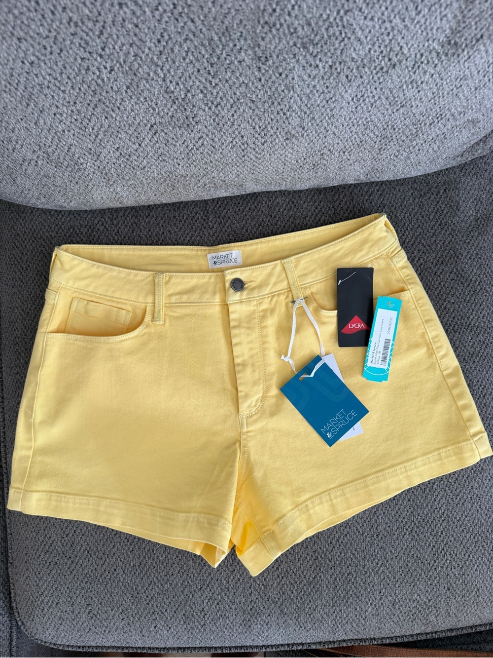 Market & Spruce Lemon Yellow High-Waist Denim Shorts